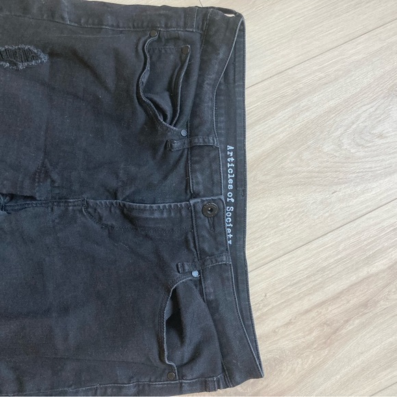 Articles of society womens distressed black stretch jeans size 32 - Picture 2 of 5